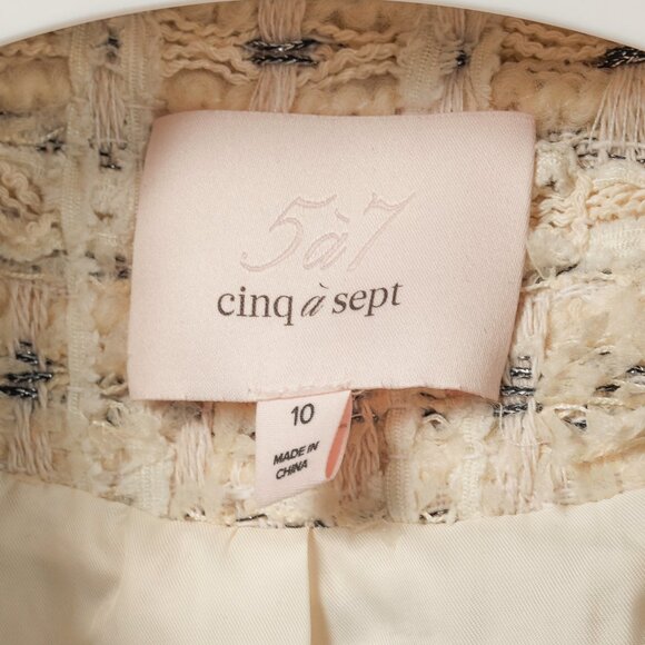 Cinq a Sept Maddie Ivory Metallic Beaded Tweed Blazer - Picture 10 of 12
